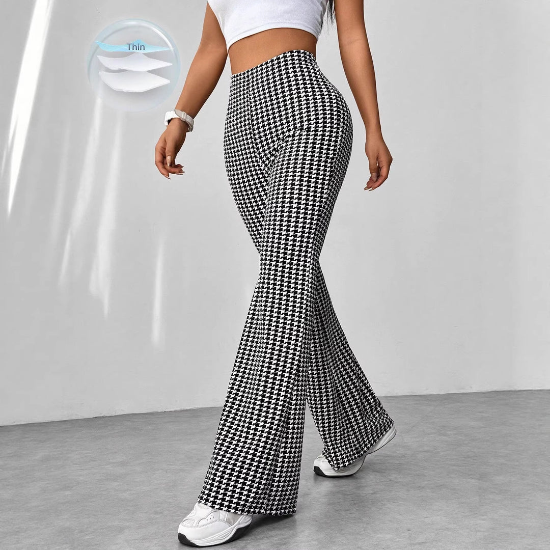 Damen Stretch-Schlaghose mit hoher Taille und weitem Bein Nord Taschen