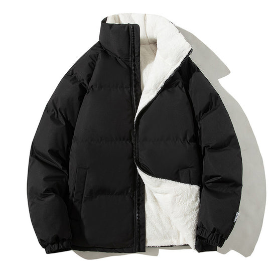Damen Oversize-Pufferjacke mit Teddyfutter, Stehkragen und Eingrifftaschen Nord Taschen