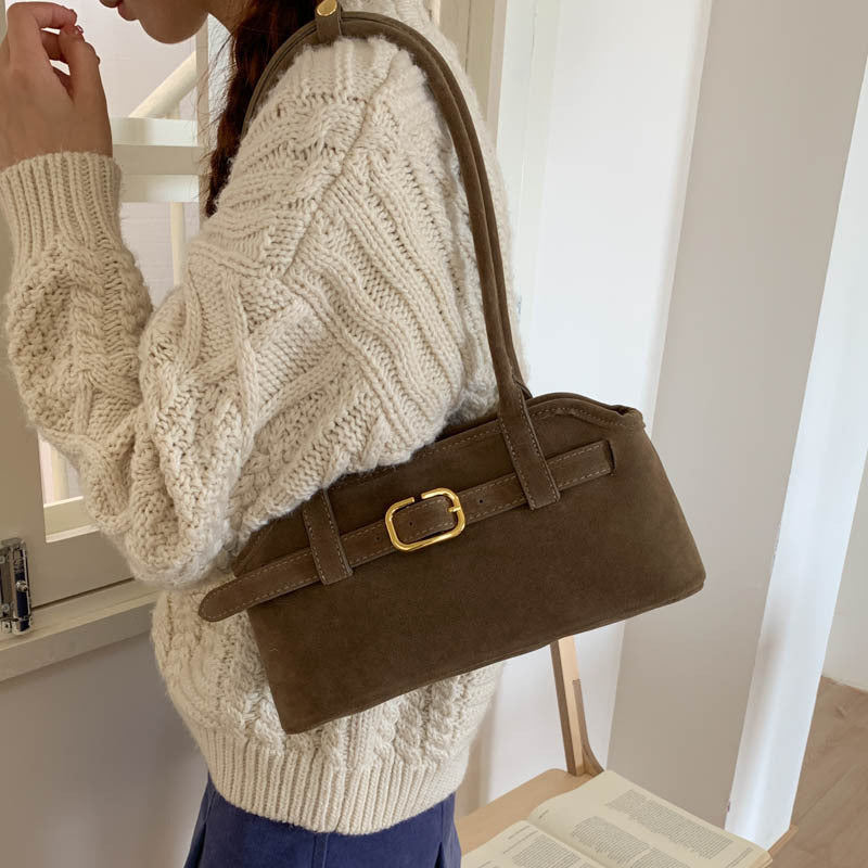 Damen Handtasche aus luxuriösem Veloursleder mit verstellbarem Schulterriemen Nord Taschen