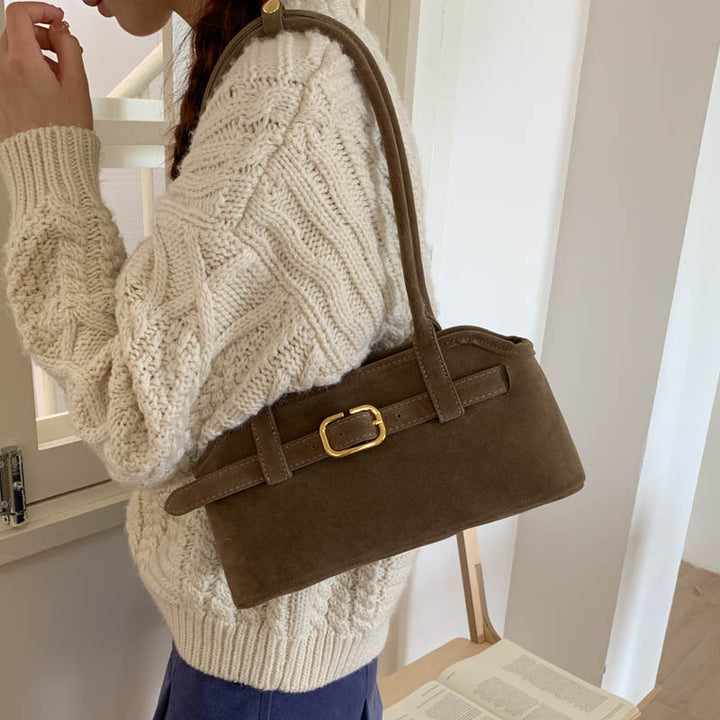 Damen Handtasche aus luxuriösem Veloursleder mit verstellbarem Schulterriemen Nord Taschen