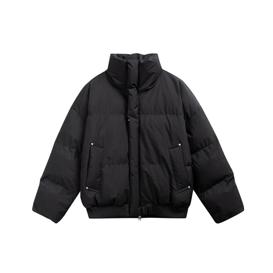 Damen Kurze wattierte Steppjacke im Boxy‑Cut mit hohem Stehkragen und Rippenbund Nord Taschen