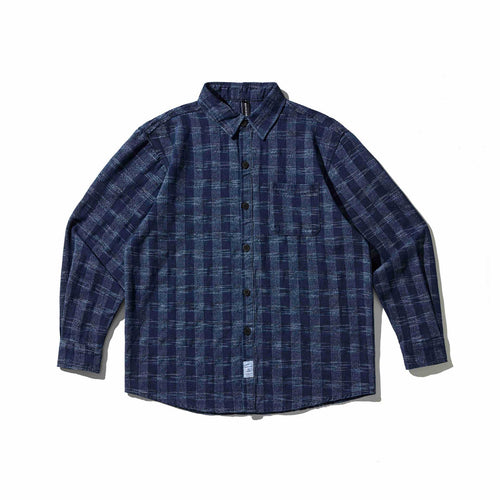 Herren Karo-Denim Hemdjacke mit abgerundetem Saum Nord Taschen