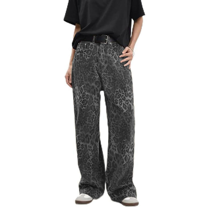 Damen weite High‑Waist Palazzohose im Leomuster mit Five‑Pocket‑Schnitt und entspanntem Bein Nord Taschen
