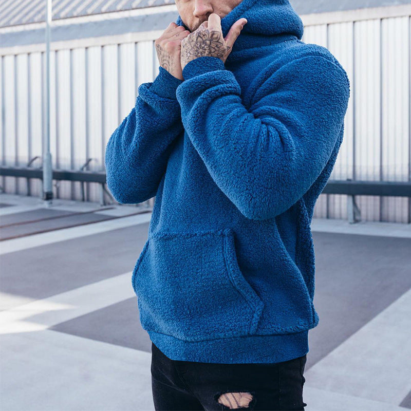 Herren kuscheliger Sherpa-Hoodie mit Kängurutasche und hohem Kragen Nord Taschen