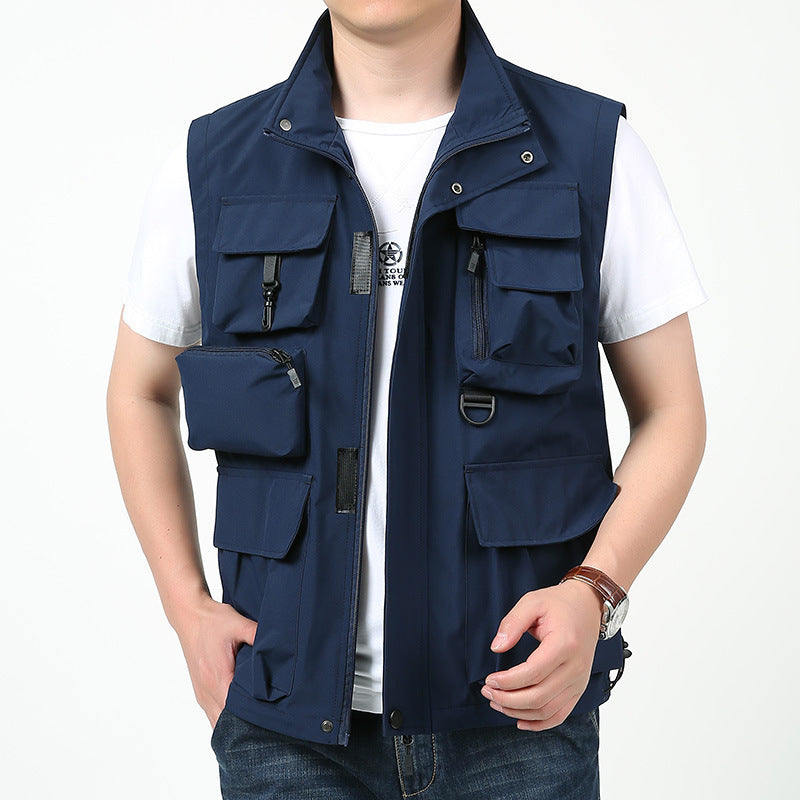 Herren Multitaschen-Outdoorweste mit D-Ring, Reißverschlusstaschen und abnehmbarem Taschenmodul Nord Taschen