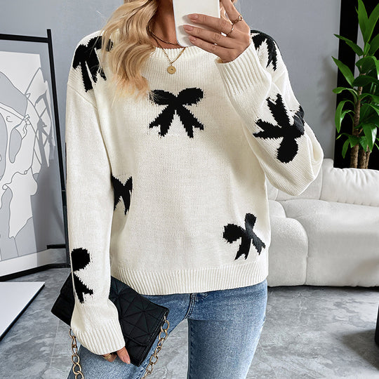 Damen Modischer Pullover mit Schleifenmuster Nord Taschen