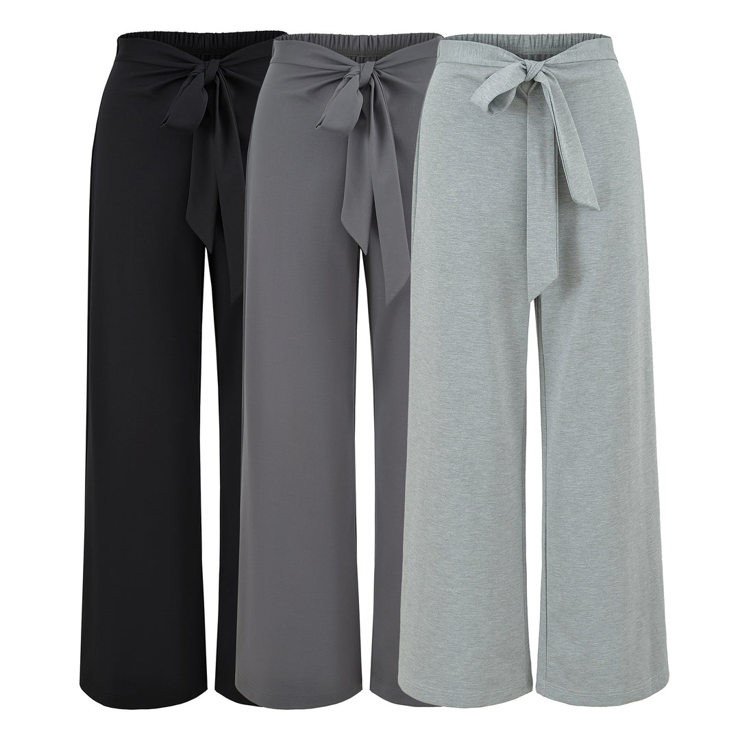 Damen Hochtaillierte Culotte-Hose mit weitem Bein und Bindegürtel Nord Taschen