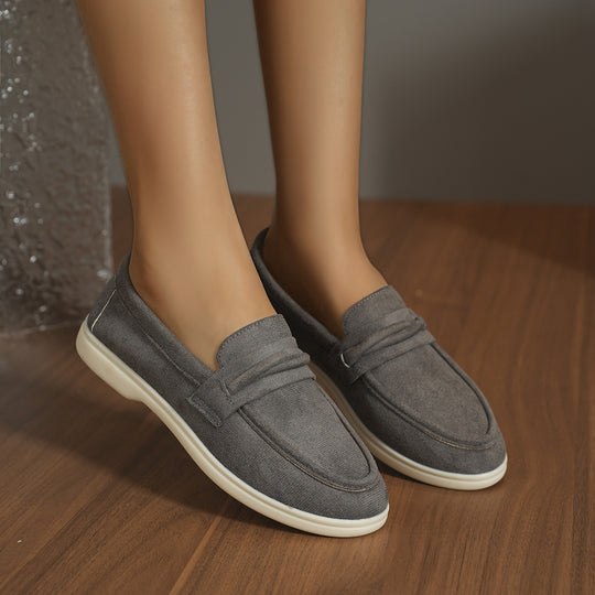 Damen Slip-On-Loafer aus Veloursimitat mit gepolstertem Fußbett Nord Taschen