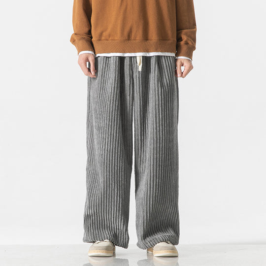 Herren Weit geschnittene Cordhose mit Tunnelzugbund und markanter Rippenstruktur Nord Taschen
