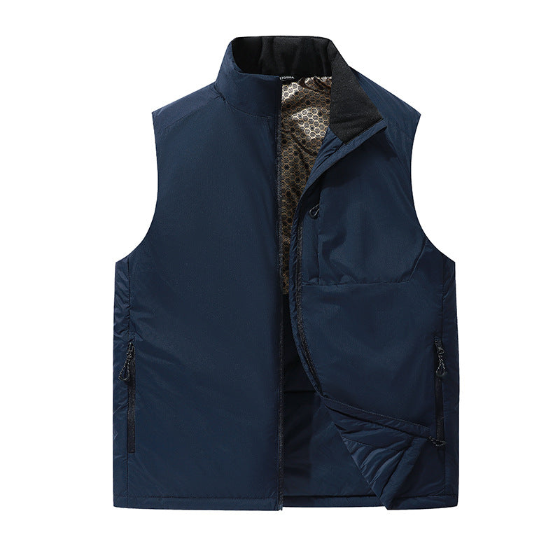 Herren Wattierte Outdoor-Weste mit Stehkragen, Multifunktionstaschen und leichtem Thermofutter Nord Taschen