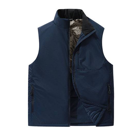 Herren Wattierte Outdoor-Weste mit Stehkragen, Multifunktionstaschen und leichtem Thermofutter Nord Taschen