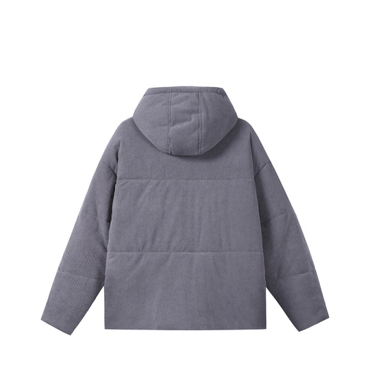 Unisex Wattierter Cord‑Parka im Boxy‑Cut mit hohem Kragen und Kordelzug Nord Taschen