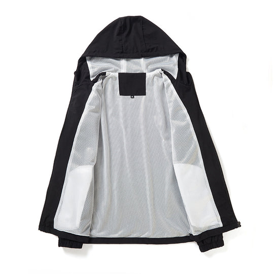Damen Leichte atmungsaktive Kapuzen-Windjacke mit durchgehendem Reißverschluss und reflektierenden Ärmestreifen Nord Taschen