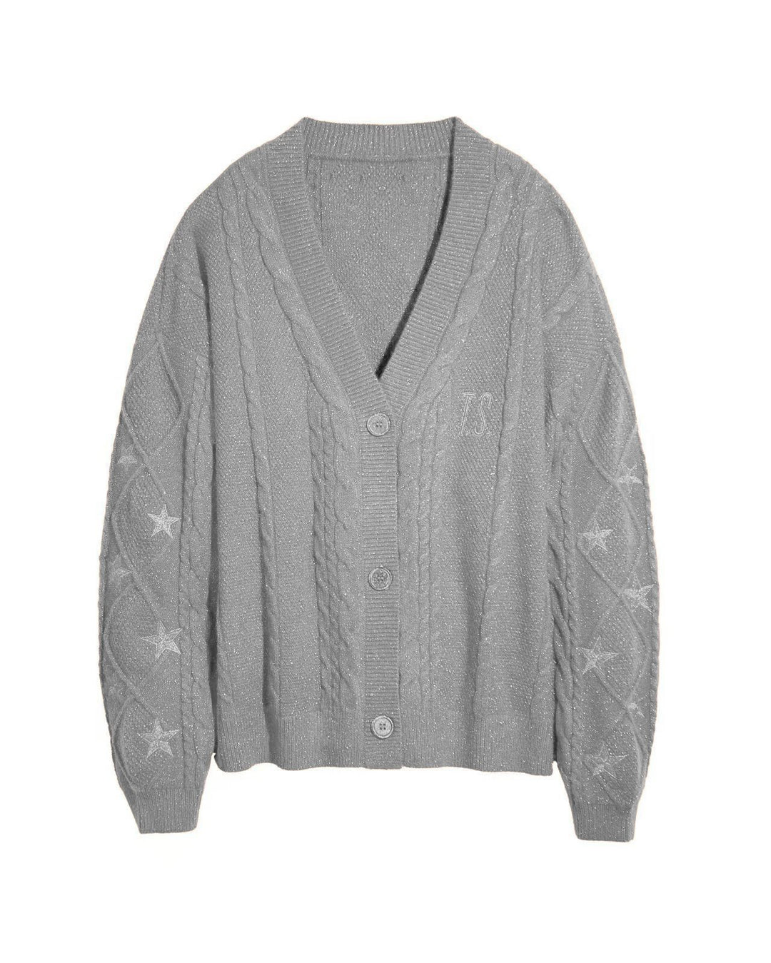 Damen Strickcardigan mit Zopfstrick, Stern‑Stickerei und Glanzfäden Nord Taschen