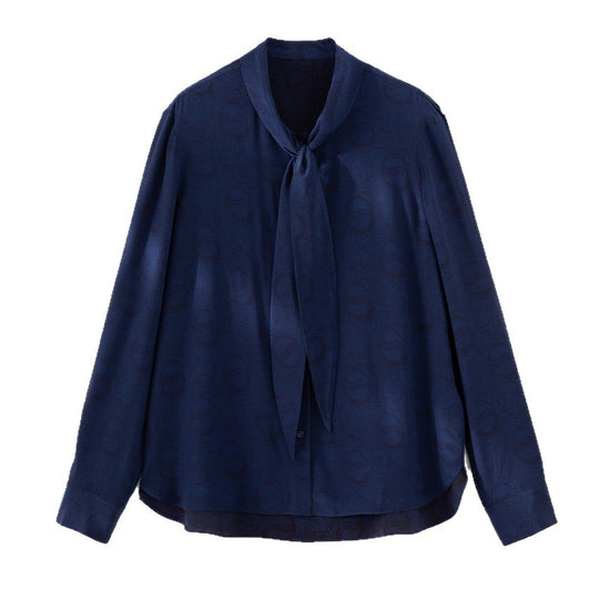 Damen Bluse mit Schleifenkragen und dezenter Jacquardstruktur Nord Taschen
