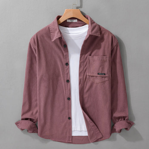 Herren Texturiertes Hemd-Overshirt mit Brusttasche, Knopfleiste und Waffelstruktur Nord Taschen