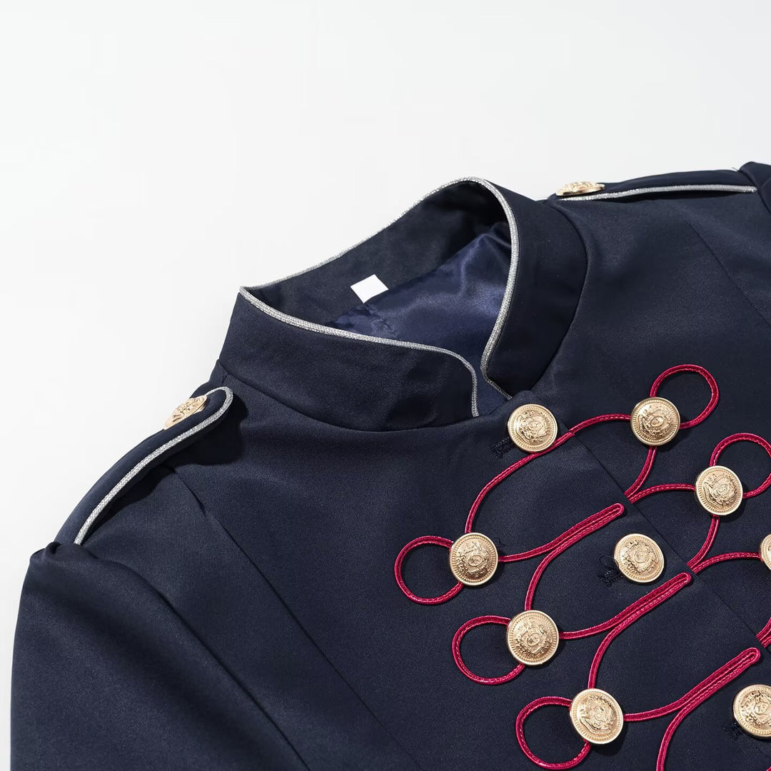 Damen Militärblazer mit Stehkragen, goldener Zierknopfreihe und Kordelbesatz Nord Taschen