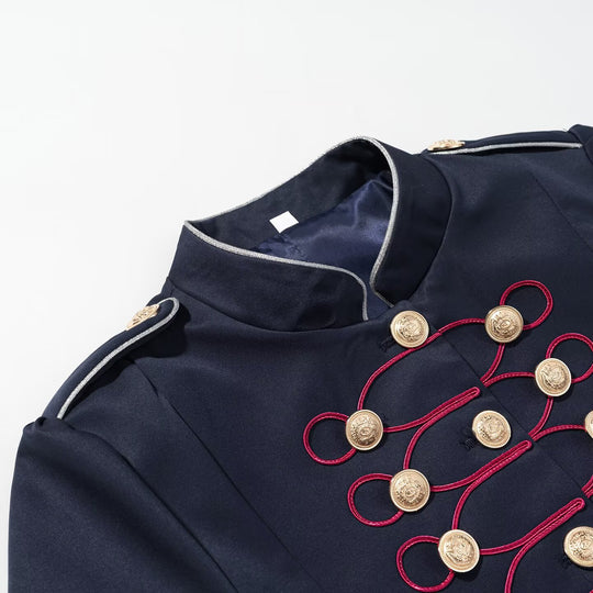 Damen Militärblazer mit Stehkragen, goldener Zierknopfreihe und Kordelbesatz Nord Taschen