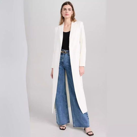 Damen Longline-Mantelblazer mit offenem Frontschlitz und schmaler Silhouette Nord Taschen