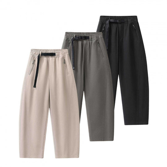 Unisex Weite knöchellange Cargo-Hose im Relaxed-Fit mit elastischem Tunnelzugbund und Reißverschlusstaschen Nord Taschen