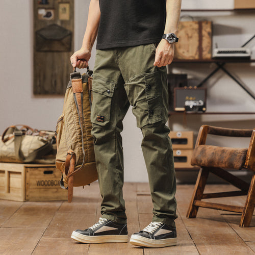 Herren Robuste Canvas-Cargo-Hose mit elastischem Bund, Kniepaneelen und Klappfächern Nord Taschen