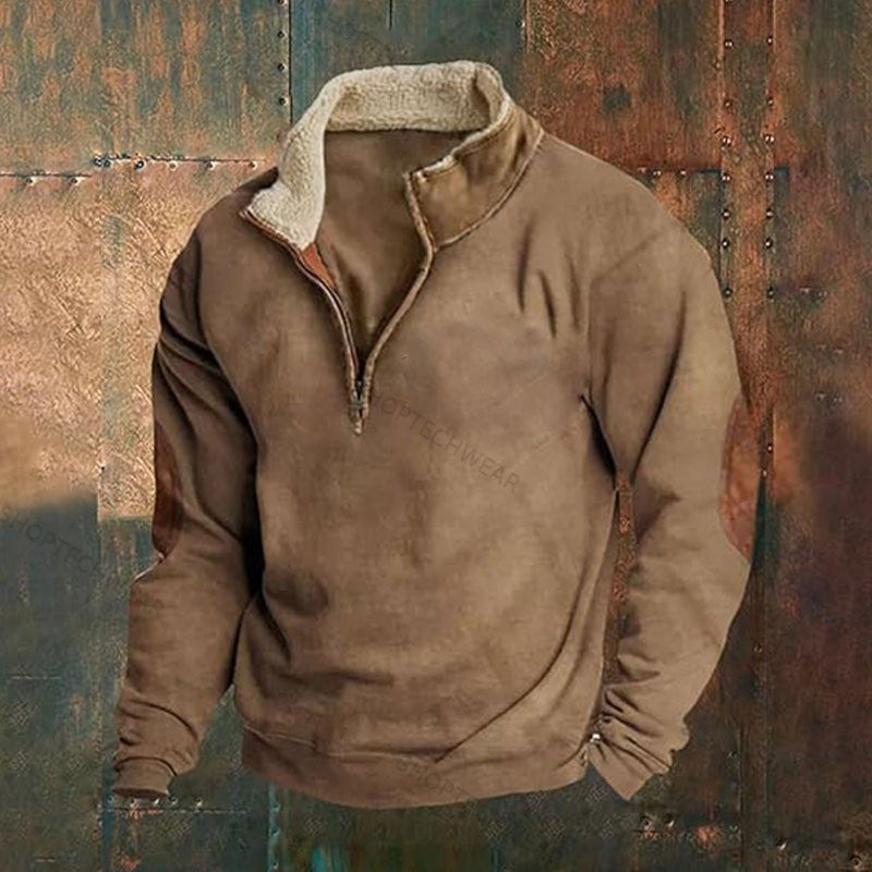 Herren Urbaner Fleece Pullover mit Baum-Motiv Nord Taschen