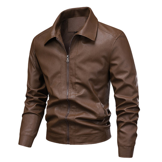 Herren Schlanke Kunstleder-Hemdblouson mit verdeckter Reißverschlussfront & elastischem Saum Nord Taschen