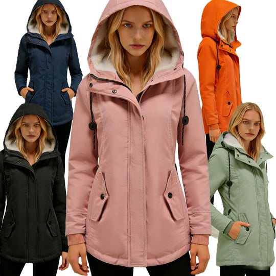 Damen Wasserabweisender Parka mit Teddyfutter, Kapuze und Taillierter Passform Nord Taschen