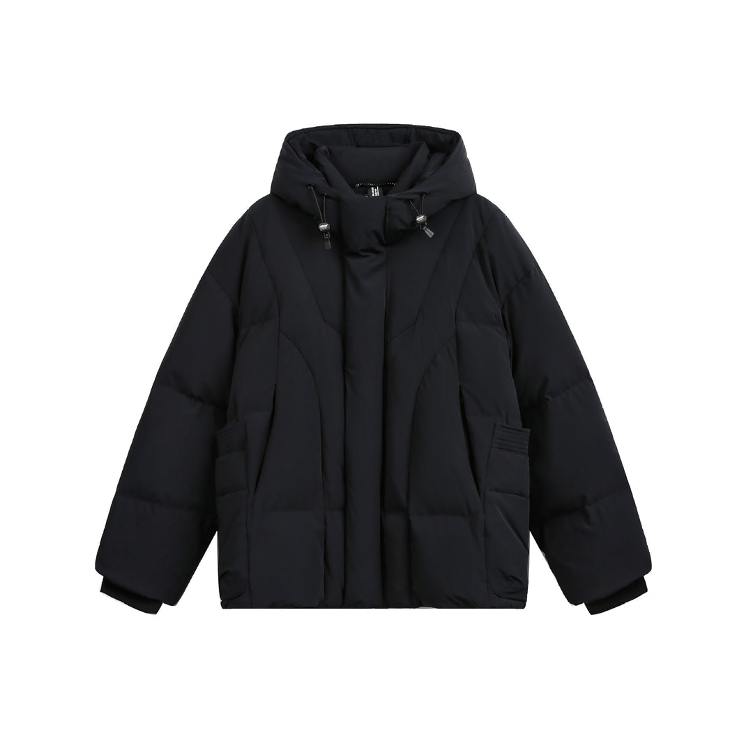 Damen weit geschnittener Steppparka mit hohem Kragen, Kapuze und Cargo-Taschen Nord Taschen