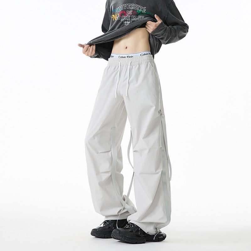 Damen Weite Tech-Cargo-Hose mit Tunnelzugbund, Beinriemen und wasserabweisender Nylon‑Optik Nord Taschen