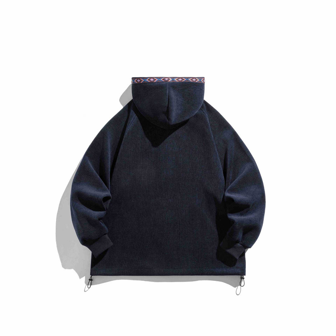 Unisex Oversize Kapuzen-Zipjacke aus geripptem French‑Terry mit Zierband Nord Taschen