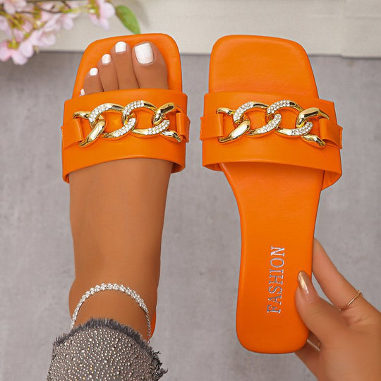 Damen Komfortable Sandalen mit funkelndem Kettenakzent