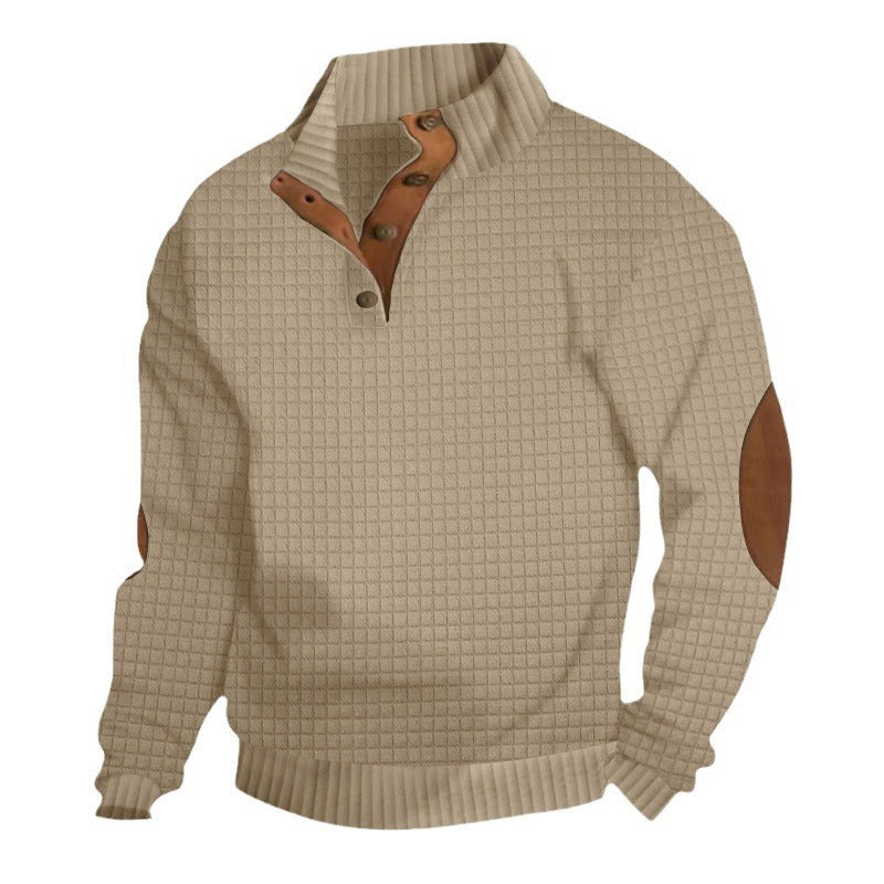 Herren Grobstrick-Troyer mit Zopfmuster, Stehkragen und Leder-Ellbogenpatches Nord Taschen