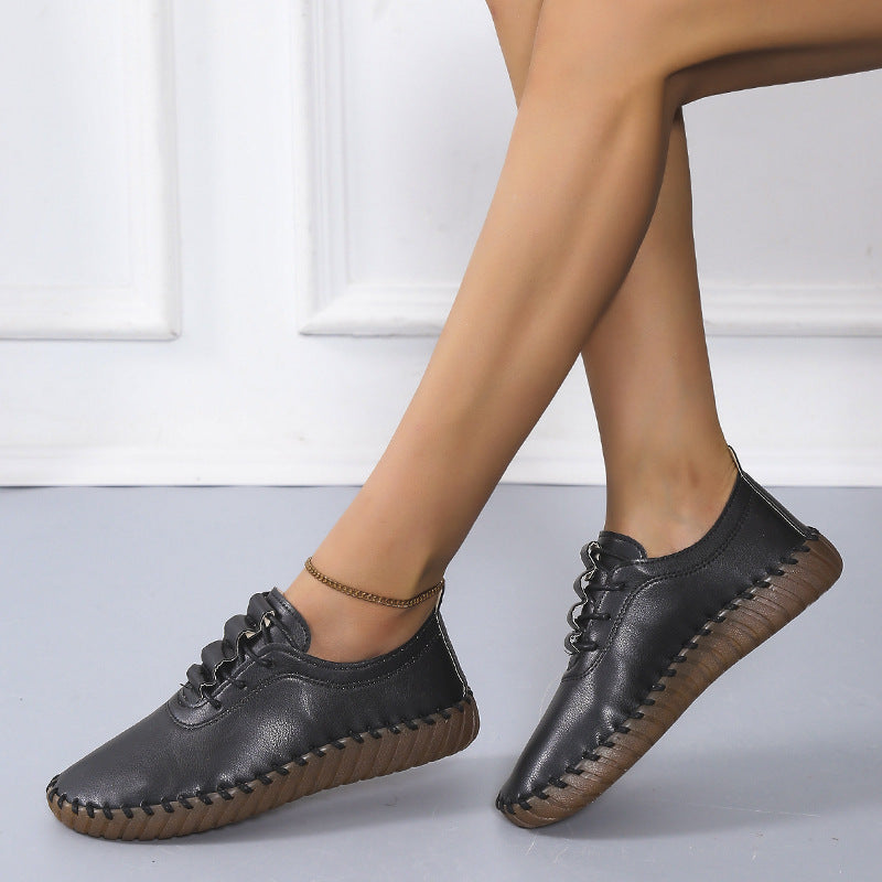 Damen Leichter Schnürschuh mit handgenähter Ziernaht und profilierter Gummisohle Nord Taschen