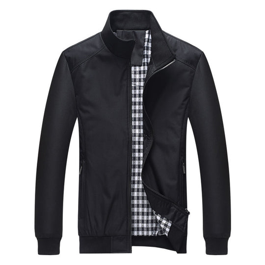 Herren leichter Zip-Blouson aus Funktionsmix mit Stehkragen und kariertem Innenfutter Nord Taschen