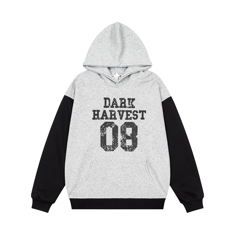 Damen Kapuzen-Sweatshirt im College-Style mit Kontrastärmeln, Kängurutasche und Vintage-Print Nord Taschen