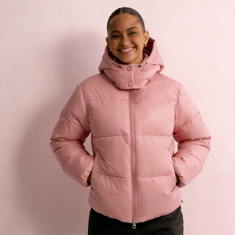 Damen Stepp-Pufferjacke mit Kapuze, hohem Stehkragen und Zwei-Wege‑Reißverschluss Nord Taschen