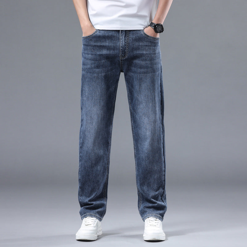 Herren Extraweite Denim-Baggy-Jeans mit geradem Bein & soften Waschungen Nord Taschen
