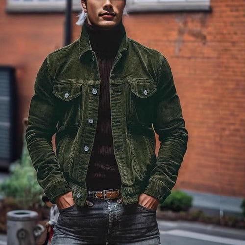 Herren Cordjacke mit klassischem Schnitt und praktischen Brusttaschen