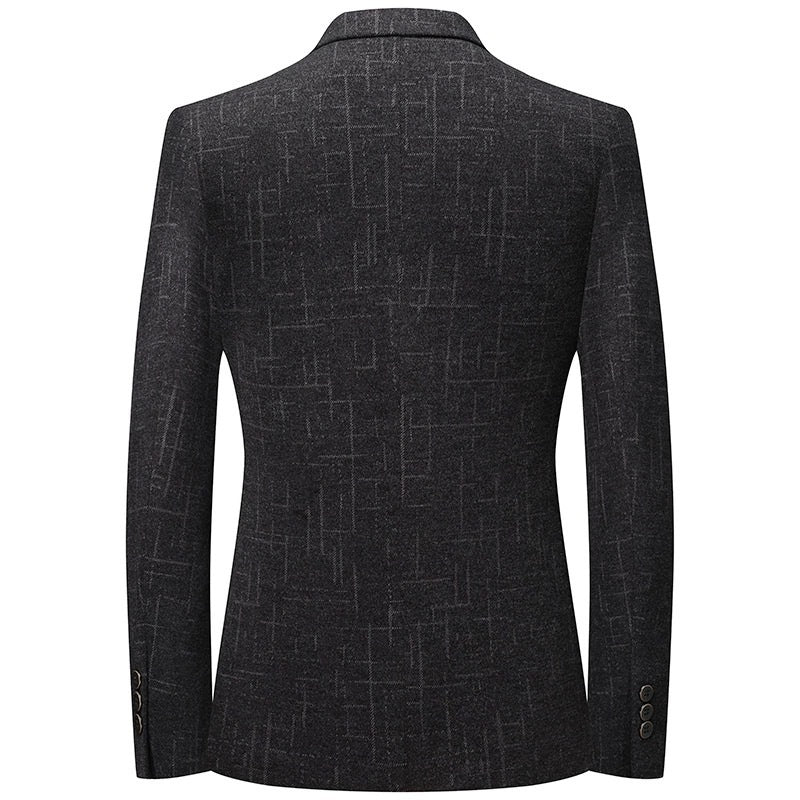 Herren Elegantes Slim-Fit Sakko aus Wollmix mit geometrischer Struktur und leichter Thermofütterung Nord Taschen