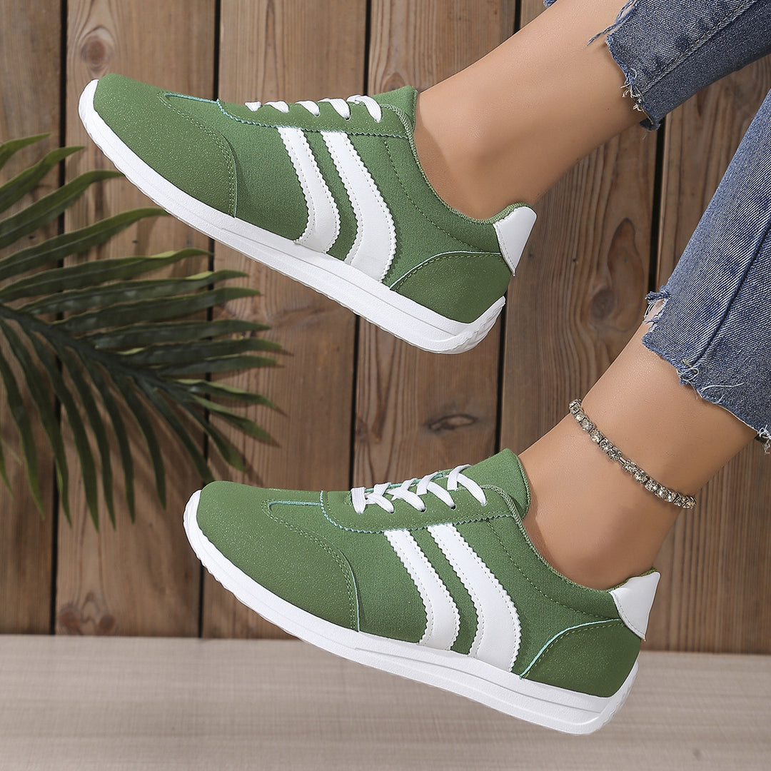 Damen  leichte Retro-Canvas-Sneaker mit gepolsterter Innensohle, flexibler Laufsohle und dezenter Streifen-Optik Nord Taschen