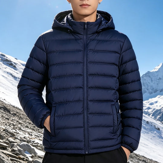 Herren Wattierte leichte Kapuzensteppjacke mit Thermofüllung und durchgehendem Reißverschluss Nord Taschen