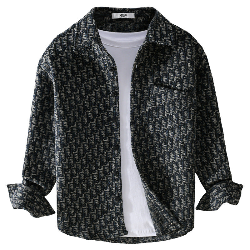 Herren Strukturiertes Jacquard-Overshirt mit Brusttasche und Relaxed Fit Nord Taschen