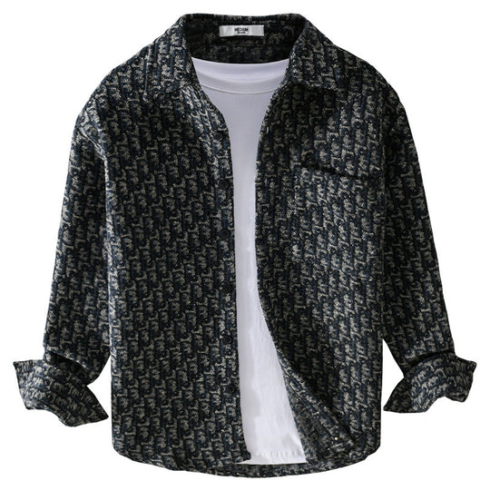 Herren Strukturiertes Jacquard-Overshirt mit Brusttasche und Relaxed Fit Nord Taschen
