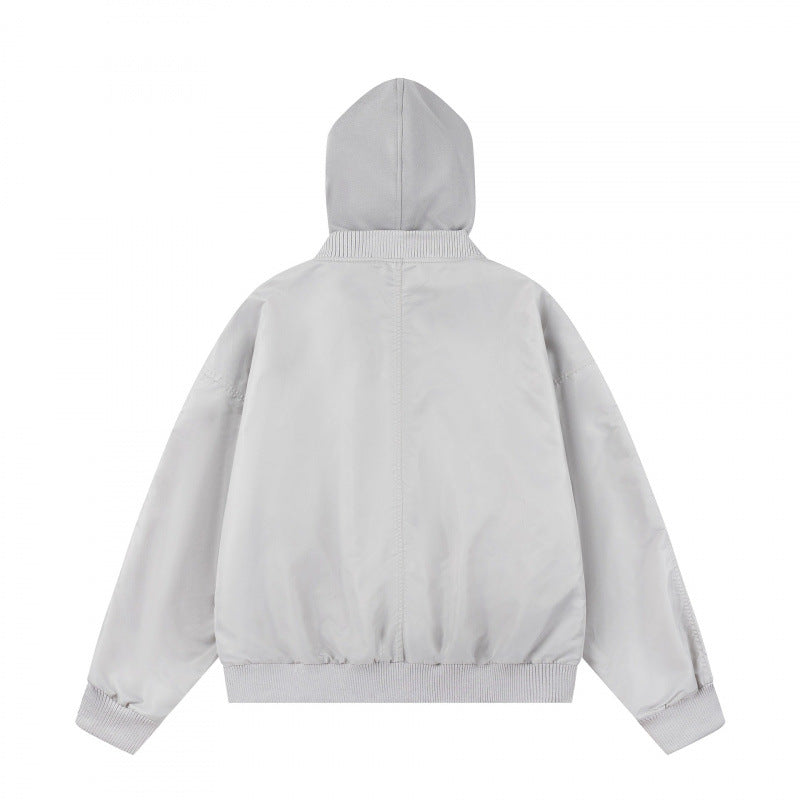 Unisex Oversize Kapuzen-Blousonjacke mit Rippbündchen und Pattentaschen Nord Taschen