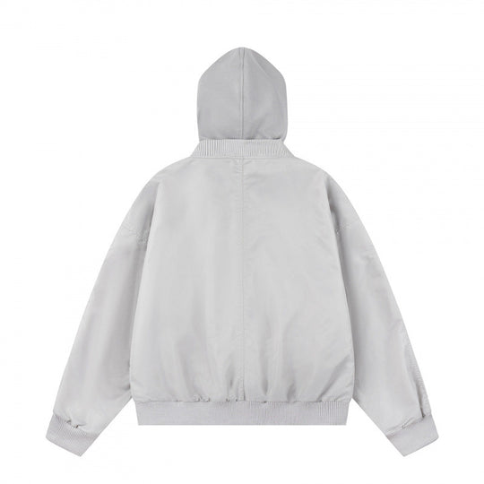 Unisex Oversize Kapuzen-Blousonjacke mit Rippbündchen und Pattentaschen Nord Taschen