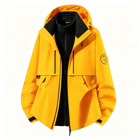 Herren dreilagige Softshell-Outdoorjacke mit herausnehmbarem Fleecefutter und Kapuze Nord Taschen