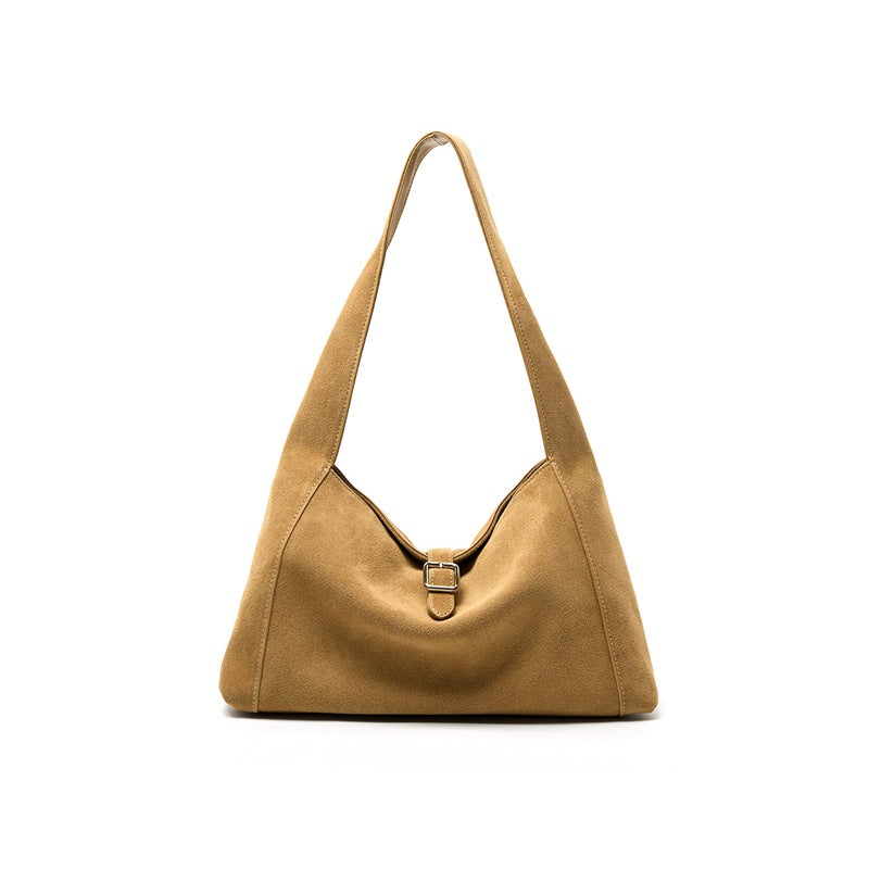 Damen Hobo-Tasche aus hochwertigem Wildleder mit eleganter Bügelschließe Nord Taschen