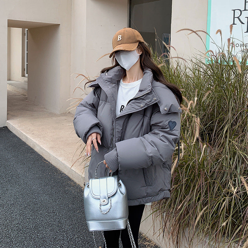 Damen nan leicht wattierte Oversize-Steppjacke mit Kapuze und verdecktem Reißverschluss Nord Taschen