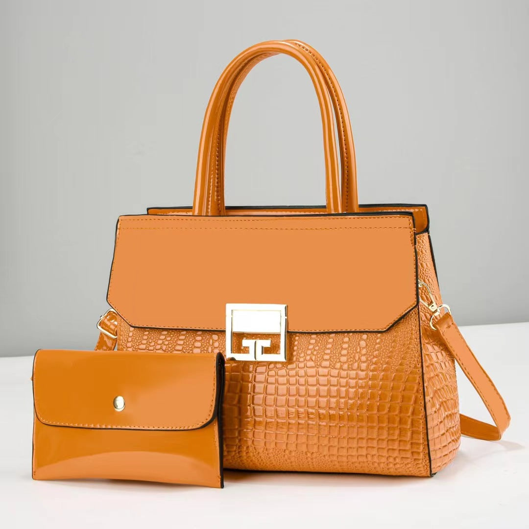 Damen Designer-Handtasche mit elegantem Kroko-Look und abnehmbarer Clutch Nord Taschen